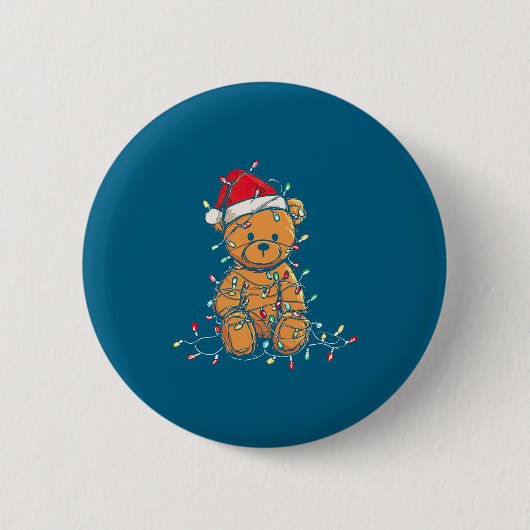 Funny Teddy Bear Christmas Graphics Lights Lover L Ronde Button 5,7 Cm (Voorkant)