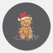 Funny Teddy Bear Christmas Graphics Lights Lover L Ronde Sticker (Voorkant)