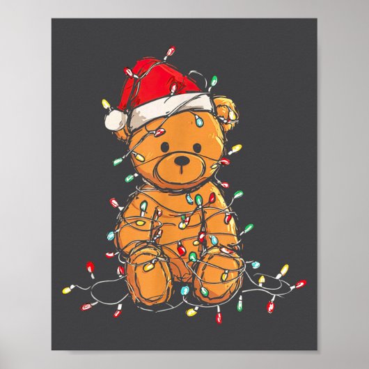 Funny Teddy Bear Christmas Graphics Lights Lover  Poster (Voorkant)