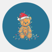 Funny Teddy Bear Christmas Graphics Lights Lover Ronde Sticker (Voorkant)