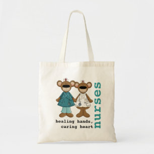 Funny Teddy Bear Nurse Design Canvas tassen