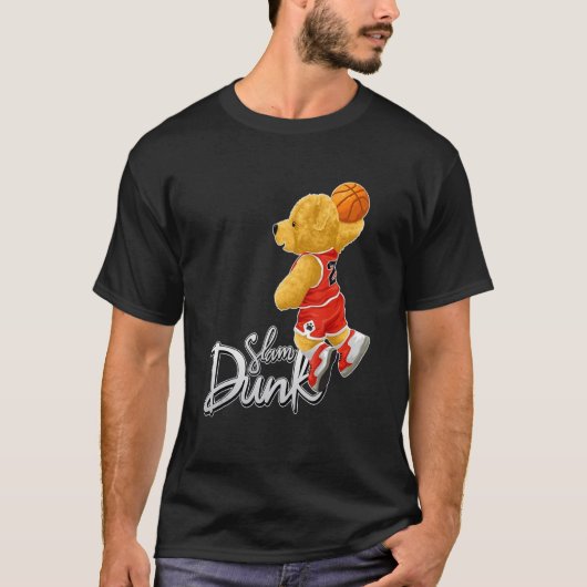 Funny Teddy Bear Slam Dunk, Teddy Bear Basketball T-shirt (Voorkant)