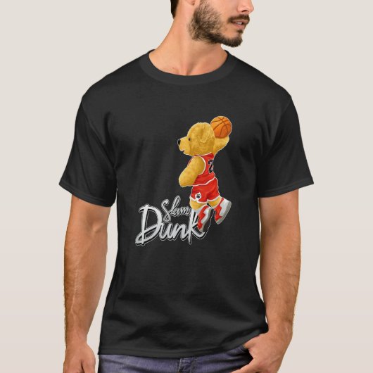 Funny Teddy Bear Slam Dunk, Teddy Bear Basketball T-shirt (Voorkant)