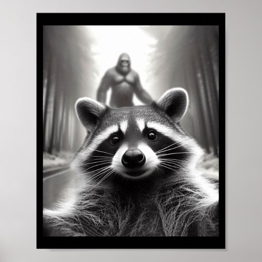 Funny Tee Ed Raccoon Selfie Bigfoot Gift Mens Wome Poster (Voorkant)