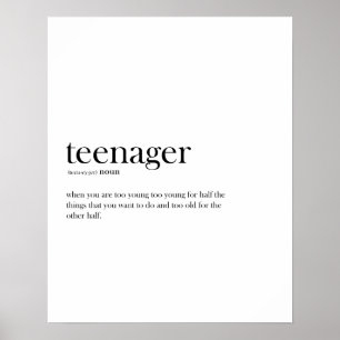 Funny teenager definitie typografie poster