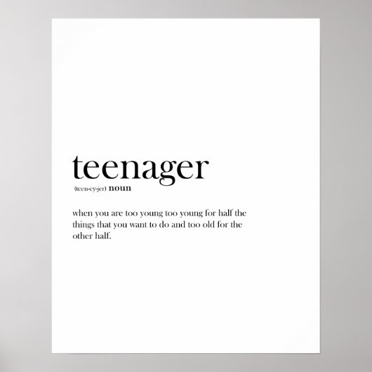 Funny teenager definitie typografie poster (Voorkant)