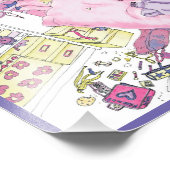 Funny Teenager Girls Messy Bedroom Pink Art Humor Foto Afdruk (Hoek)