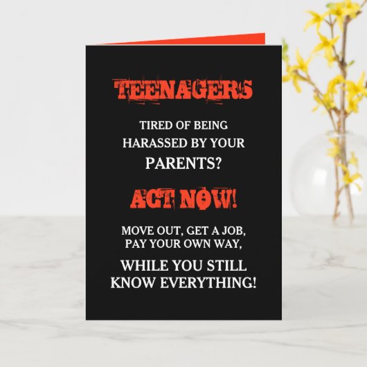 Funny Teenager | Tiener verjaardag Kaart (Gele Bloem)