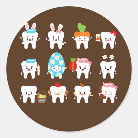 Funny Teeth Bunny Easter Day Bunny Dentist Dental Ronde Sticker (Voorkant)
