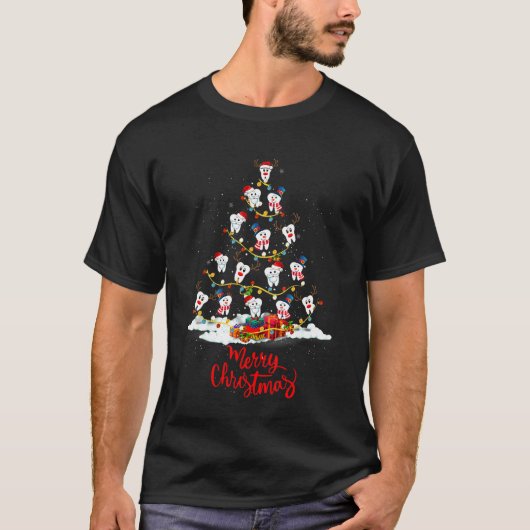 Funny Teeth maakte een Geweldige kerstboom tandart T-shirt (Voorkant)