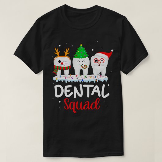 Funny Teeth Santa Reindeer Kerstmis Dental Squad T-shirt (Design voorkant)