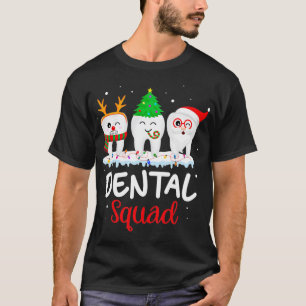 Funny Teeth Santa Reindeer Kerstmis Dental Squad T-shirt