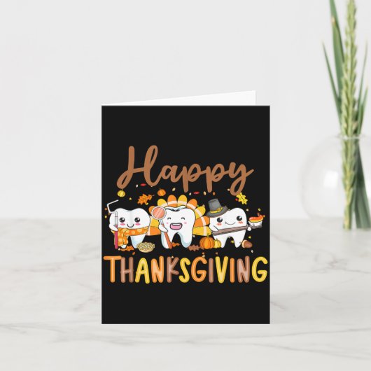 Funny Teeth Thanksgiving Dentist Turkey Dental Squ Kaart (Voorkant)