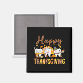 Funny Teeth Thanksgiving Dentist Turkey Dental Squ Magneet (Voorkant / Achterkant)