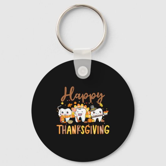 Funny Teeth Thanksgiving Dentist Turkey Dental Squ Sleutelhanger (Voorkant)
