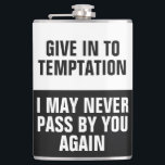 Funny Temptation custom monogram kolf Heupfles<br><div class="desc">"Geef toe aan de verleiding - ik kan nooit meer door je heen".</div>