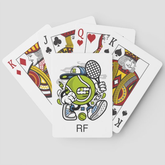 Funny Tennis Ball Cartoon Monogram | Sport Pokerkaarten (Achterkant)