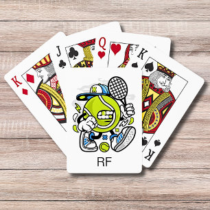 Funny Tennis Ball Cartoon Monogram   Sport Pokerkaarten