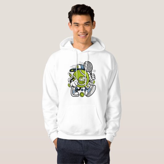 Funny Tennis Ball Cartoon | Sport Hoodie (Voorkant volledig)