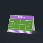 Funny Tennis Birthday Kaart<br><div class="desc">Tennisverjaardagskaart met een tennisbaan en grappige sportwoordjes. Om te personaliseren,  bewerk tekst om een naam toe te voegen.</div>