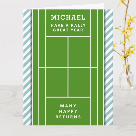 Funny Tennis Birthday Kaart (Gele Bloem)