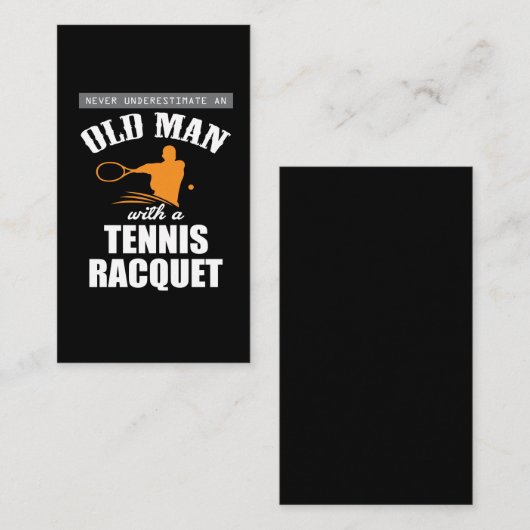 Funny tennis cadeau oud man tennis racket visitekaartje (Voorkant / Achterkant)