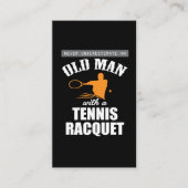 Funny tennis cadeau oud man tennis racket visitekaartje (Voorkant)