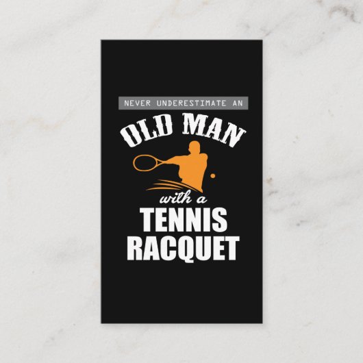 Funny tennis cadeau oud man tennis racket visitekaartje (Voorkant)