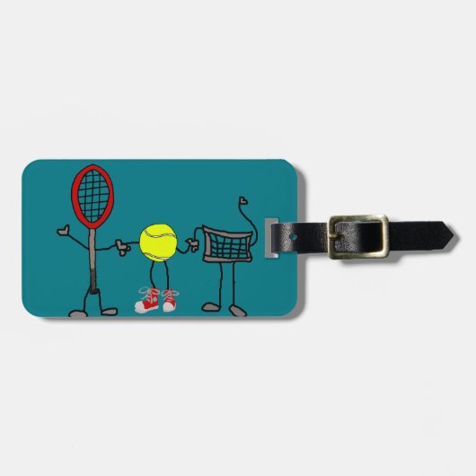 Funny Tennis Cartoon Bagagelabel (Voorkant horizontaal)