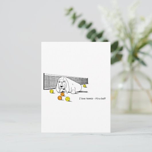 Funny Tennis die het Briefkaart van de Basset Houn (Staand voorkant)