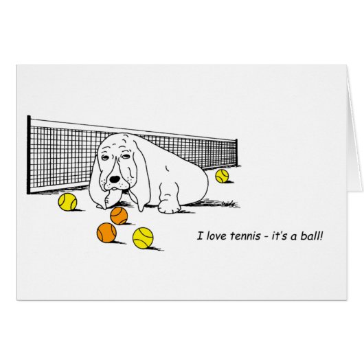 Funny Tennis die het Wenskaart van de Basset Hound (Voorkant Horizontaal)