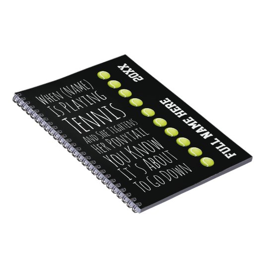 Funny Tennis Girls Gifts For Her Player Women Teen Notitieboek (Rechterzijde)