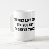 Funny tennis mok met vrouw speler silhouette (Voorkant links)