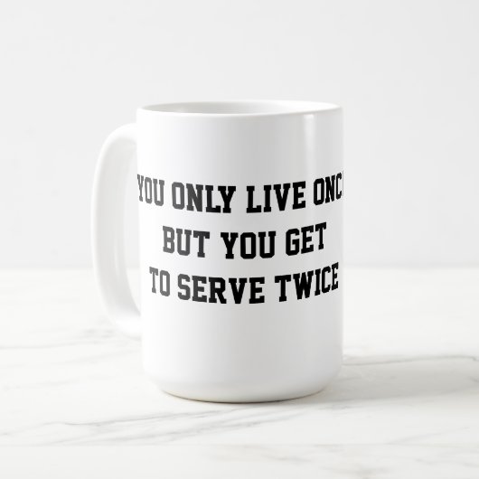 Funny tennis mok met vrouw speler silhouette (Voorkant links)