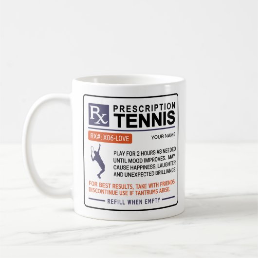 Funny Tennis Mok Voorgeschreven ontwerp (Links)