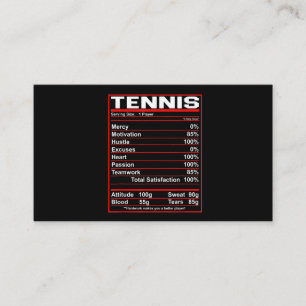 Funny Tennis Nutrition Facts Women Mannen Visitekaartje