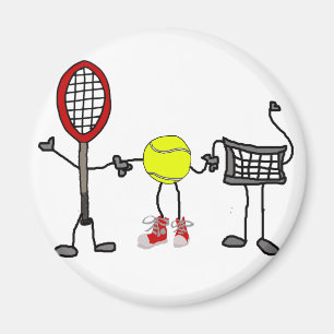 Funny Tennis Personages Cartoon Kunst Magneet