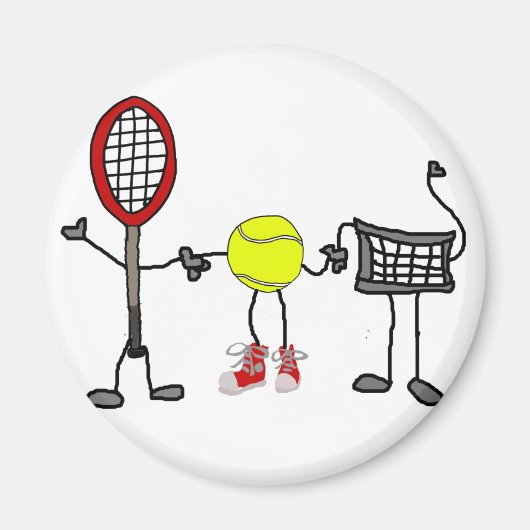Funny Tennis Personages Cartoon Kunst Magneet (Voorkant)