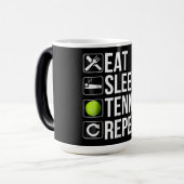 Funny Tennis Player Gift - Eat Sleep Tennis Magische Mok (Voorkant links)