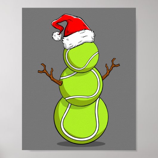 Funny Tennis Player Snowman Christmas Gift Poster (Voorkant)