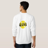 Funny tennis quote sweater | zwaaien/zuigen (Achterkant volledig)