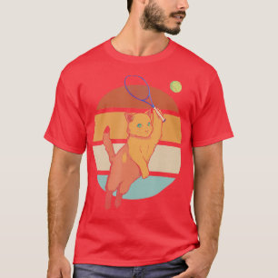 Funny Tennis Racket Cat Pplay Tennis T-shirt