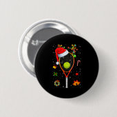 Funny Tennis Racket Reindeer Santa Hat Christmas L Ronde Button 5,7 Cm (Voorkant /achterkant)
