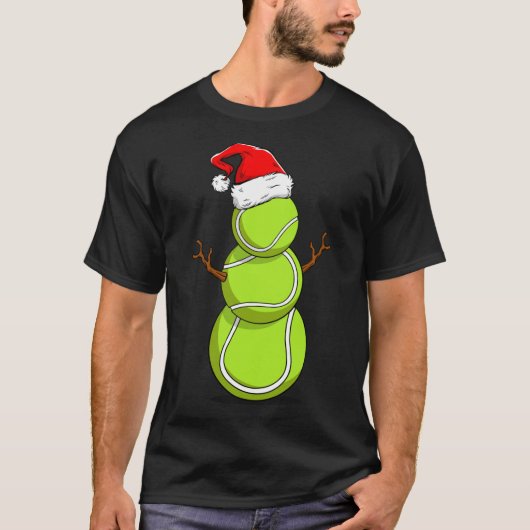 Funny Tennis Snowman Christmas Design T-shirt (Voorkant)