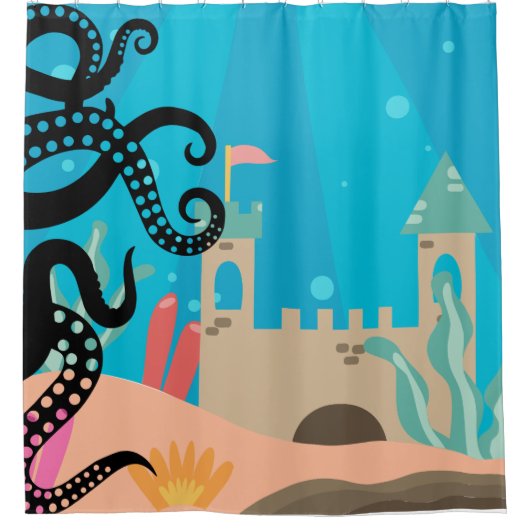 Funny Tentacles onder het Zee octopus Douchegordijn (Voorkant)