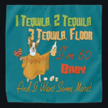 Funny Tequila 60th Birthday Bandana<br><div class="desc">Eén tequila, twee tequila, drie tequila verdieping, ik ben 60 baby en ik wil nog wat meer! Labels: tequila, "60e verjaardag", "60e verjaardag", 60e, "creëer je eigen", "happy 60th", "tequila party", leuk, humor, "party animal", grappig, humoristisch, rood, blauw, paars, mexicaan, chihuahua, hond, "happy jarig", "happy 60ste verjaardag", drink; , drink...</div>