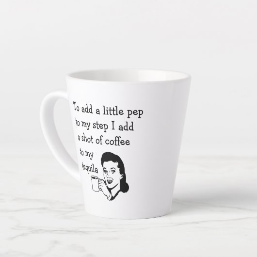 Funny Tequila Coffee Quote Retro Art Latte Mok (Linkerhoek)