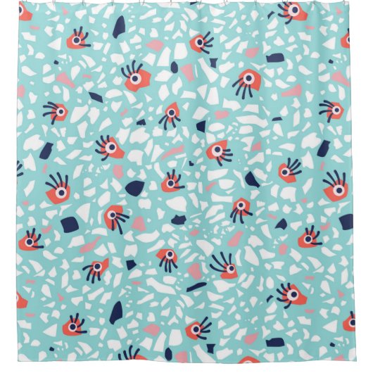 Funny Terrazzo Pattern Kinder Douchegordijn (Voorkant)