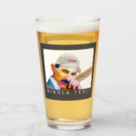 Funny Tesla Portrait Beer Glas