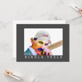 Funny Tesla Portrait Kaart (Voorkant / Achterkant in situ)